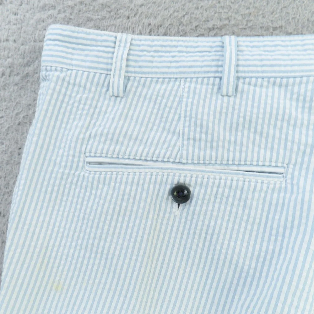 Orvis Shorts Mens 42 Blue White Stripe Seersucker Flat Front Golf - Picture 6 of 10